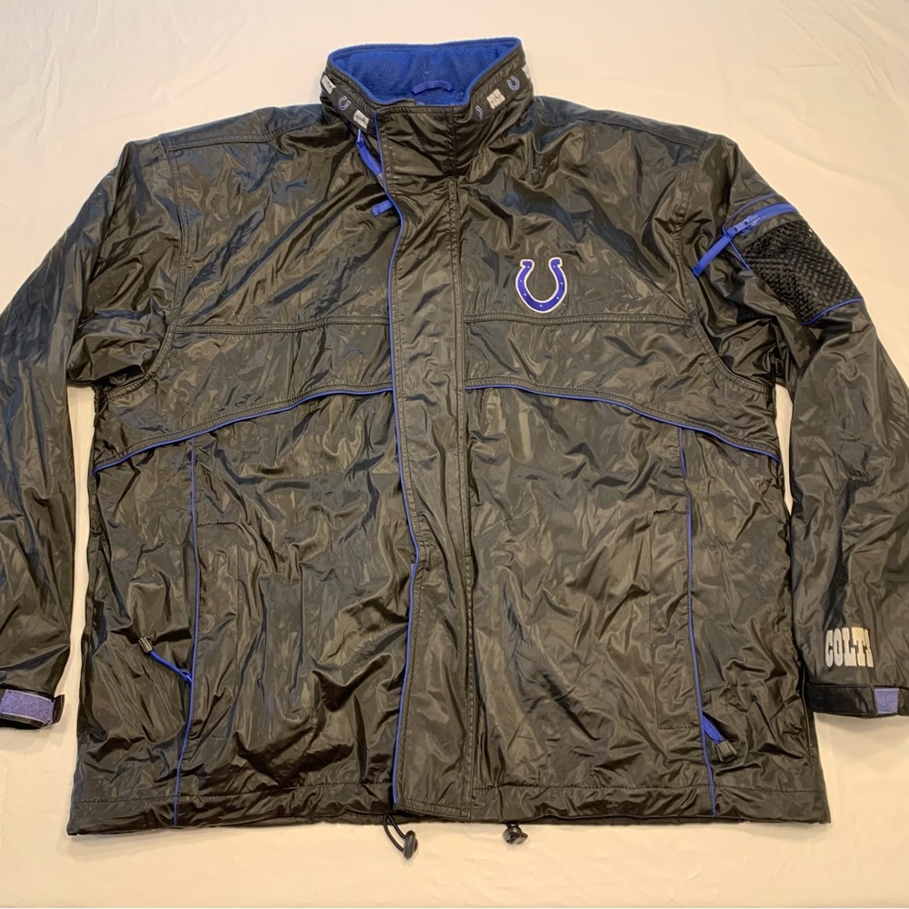 NFL Indianapolis Colts Fleece Lined Polyvinyl Jacket Men’s XL Vintage Game Day